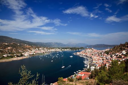 View on Poros and Galatos, Greeceの写真素材