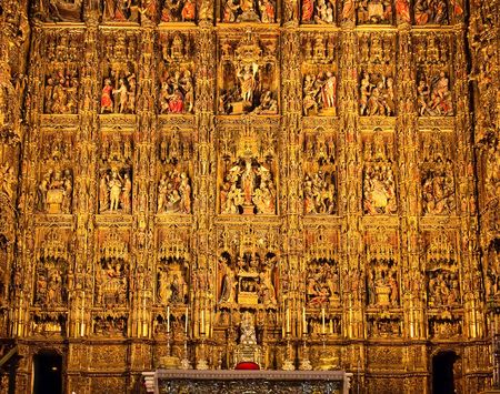 Altarpiece in the Cathedral of Seville (Pierre Dancart's masterpiece), Spainのeditorial素材