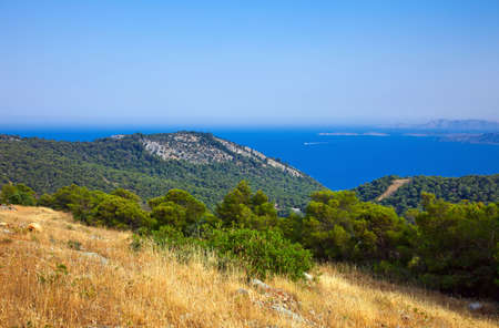 Greek islands at sunny day, Poros, Greeceの写真素材