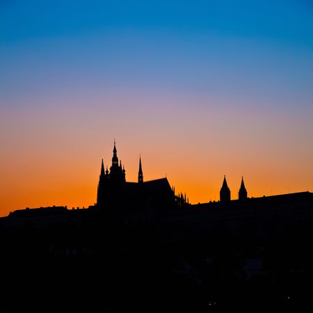 Prague Castle at night, Prague, Czech Republicの写真素材