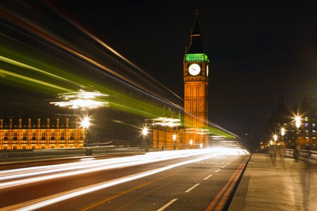 Traffic in night London, UK