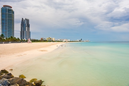 South Beach at cloudy day, Miami, Floridaの写真素材