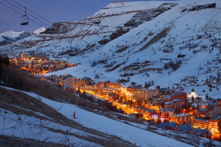 Ski resort in French Alpsの写真素材