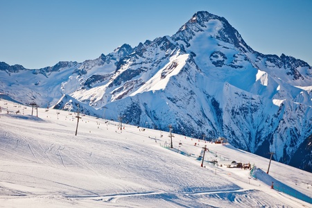 Ski slopes in French Alpsの写真素材