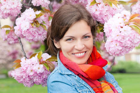 Outdoor portrait of young beautiful womanの写真素材