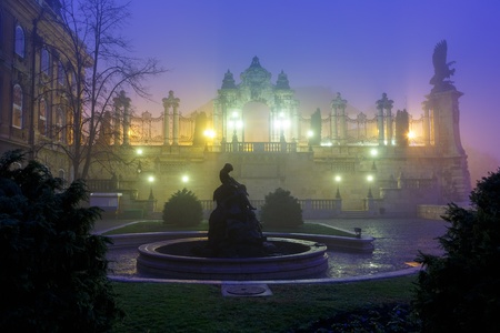 Buda castle at foggy morning, Budapestのeditorial素材