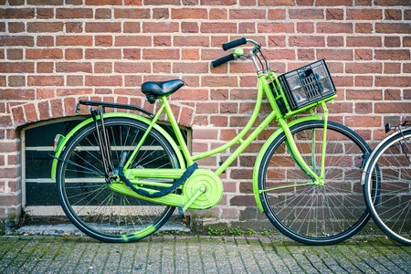 Retro style bicycle in Amsterdam, Netherlandsの写真素材