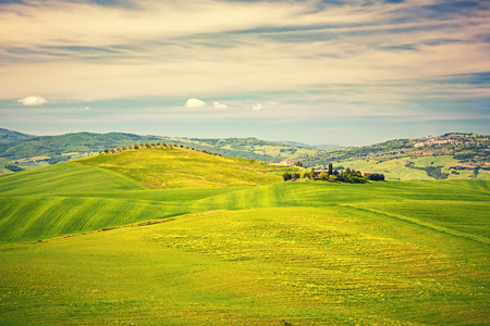 Beautiful tuscany landscape at spring , Italyの写真素材