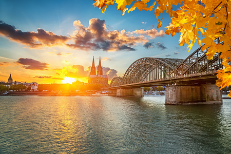 View on Cologne at sunsetの写真素材