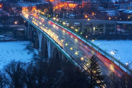 View on Key bridge at dawn, Washington DC, USA
