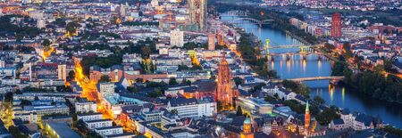 Aerial view over Frankfurt am Main at winterの写真素材
