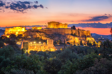 Parthenon, Acropolis of Athens, Greece at sunriseの写真素材