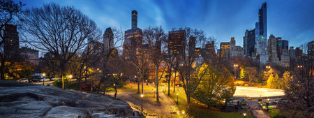 Central park in New York City at autumn morning, USAの写真素材