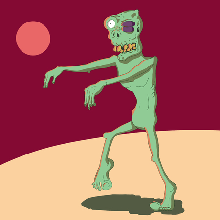 Vector illustration of a cartoon zombie with a black eyeのイラスト素材