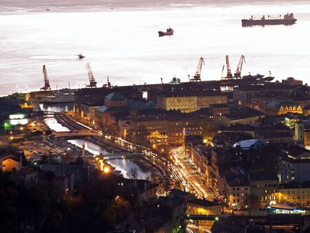Evening view of the city of Rijeka, the northern Adriatic, Croatia.の写真素材