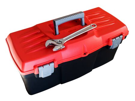 Only plastic toolbox isolated on white background.の写真素材