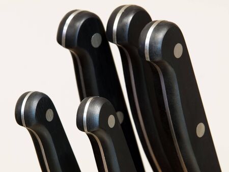 Close up of hafts of knives.の写真素材