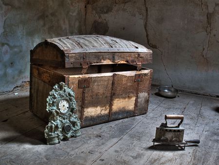 HDR image of an ancient attic in some abandoned house.
