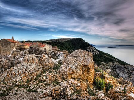 Lubenice. Croatian village on the rocky Adriatic coast,island Cres.HDR technique.の写真素材