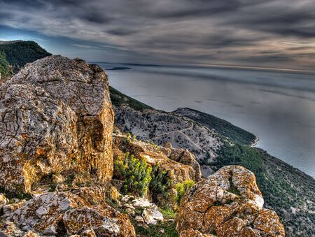 View of the Adriatic Sea from the island of Cres. HDR technique.の写真素材