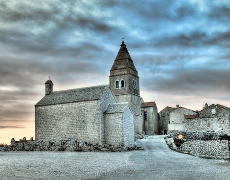 Lubenice. Croatian village on the rocky Adriatic coast,island Cres.HDR technique.の写真素材