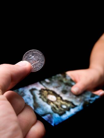 Conceptual image about microstock photography, also known as micropayment photography.