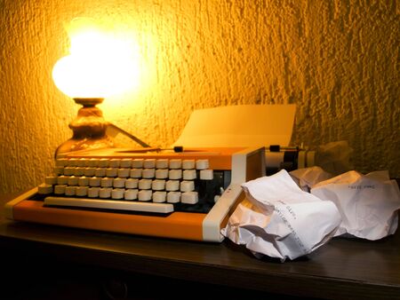 Table and typewriter during writing of business letters in the late 20th centuryの写真素材
