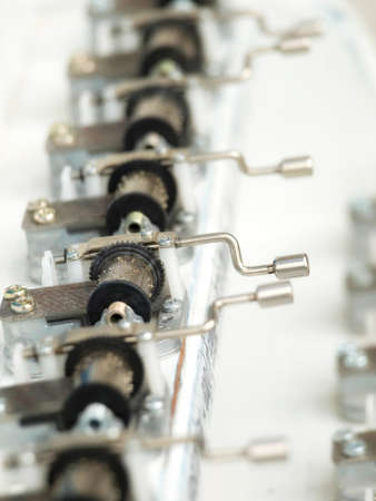 Small mechanisms for music boxes in a row...の写真素材