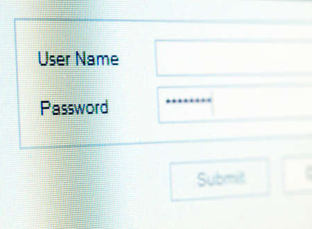 Closeup of login tabs on the computer monitor...の写真素材