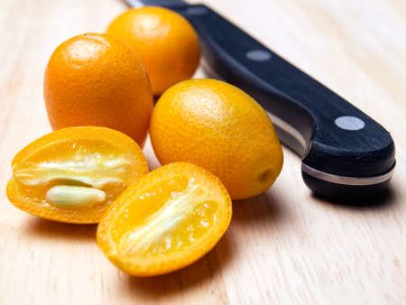 Kumquats or cumquats are a group of small citrus fruit.の写真素材