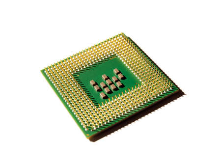 Computer processor on a white background.