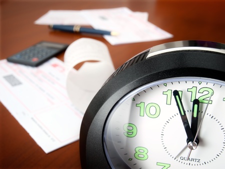 Conceptual view about the last moment to pay household bills and expenses, in the nick of time の写真素材