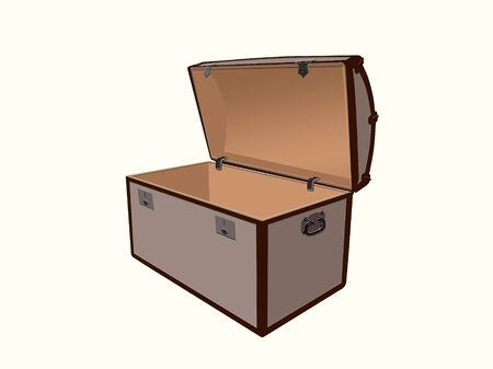 Generic illustration of a treasure box, open and empty on a white background の写真素材