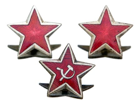 Three Communist star isolated on a white background.のeditorial素材
