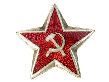Old communist star with sickle and hammer isolated on a white background.のeditorial素材