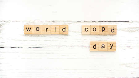 World Chronic Obstructive Pulmonary Disease Day.words from wooden cubes with lettersの写真素材