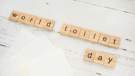 World Toilet Day.words from wooden cubes with letters photoの写真素材