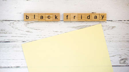 black Friday.words from wooden cubes with letters photoの写真素材
