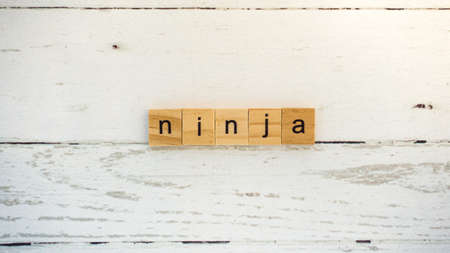 Day of the Ninja.words from wooden cubes with letters photo