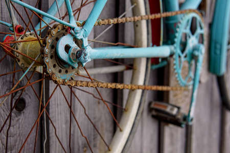 an old rusty bicycle. Bicycle chains and sprockets that are no longer usable due to rust photoの写真素材