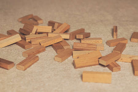 Janga wooden box. An imbalance. destruction of blocks. Mistake. Entertainment activities. A game of physical and mental skill.の写真素材