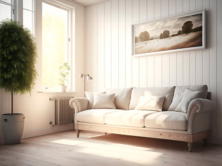 interior with sofa. 3d illustration renderingの素材