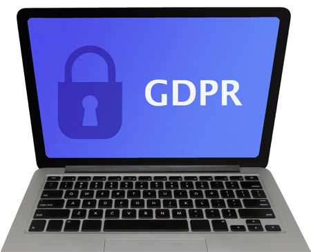 'General Data Protection Regulation' (GDPR) Laptop Computer Screen (Isolated on White Background)の写真素材