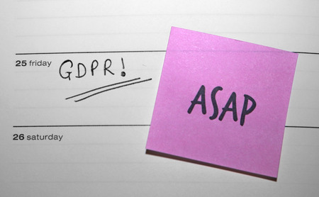 "ASAP" Sticky Note Reminder for the General Data Protection Regulation (GDPR) - Friday 25 May 2018の写真素材
