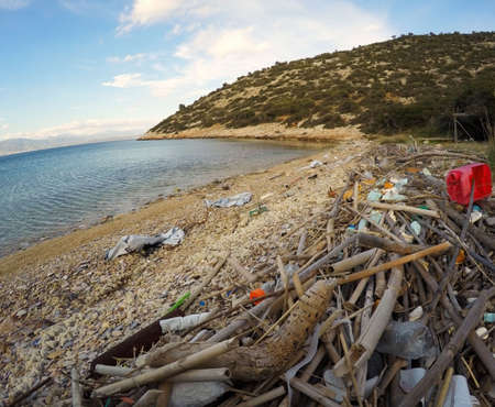 This stock photo is from a lonely beach in Mediterranean sea in Greece.の写真素材