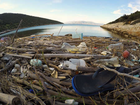 This stock photo is from a lonely beach in Mediterranean sea in Greece.の写真素材