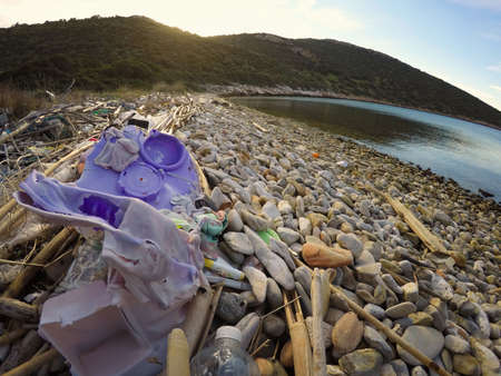 This stock photo is from a lonely beach in Mediterranean sea in Greece.の写真素材
