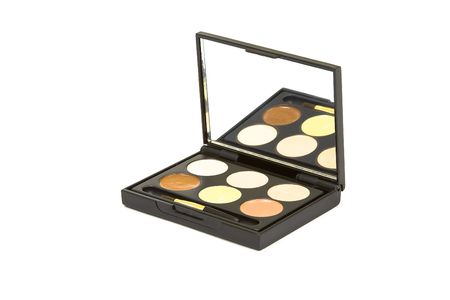 compact box with eyeshadow  isolated on whiteの写真素材