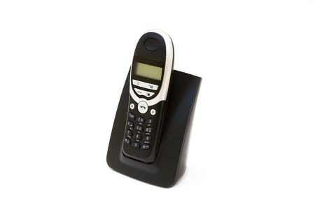 black and silver radiotelephone isolated on whiteの写真素材
