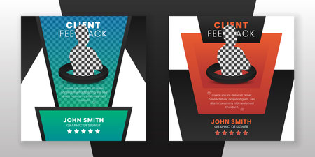 Client testimonial and customer feedback web banner social media flyer rating quote design templateのイラスト素材